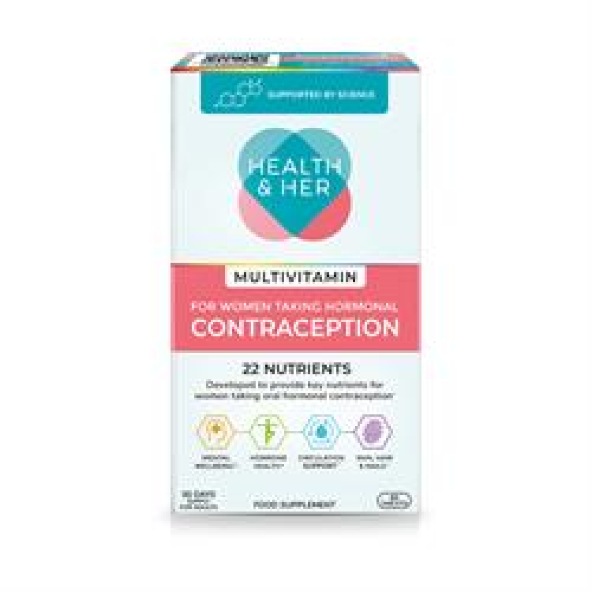 Health & Her Women's Red Contraceptive Multivitamin Support 60 Capsules
