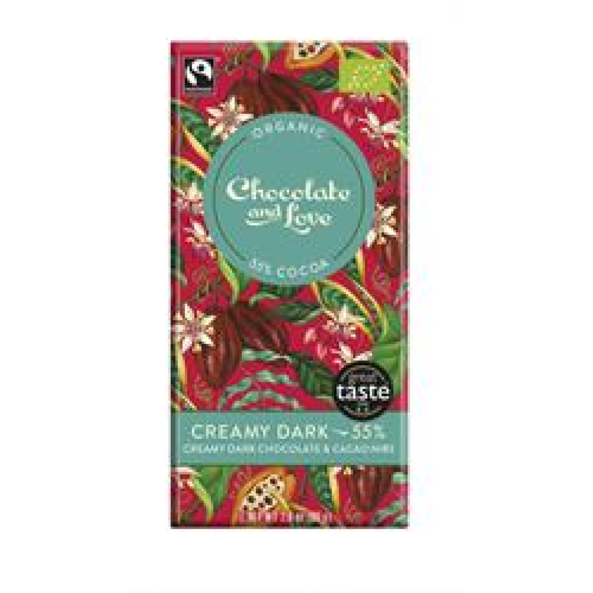 Chocolate And Love Dark Organic/Fairtrade Creamy Chocolate With Cacao Nibs 55%