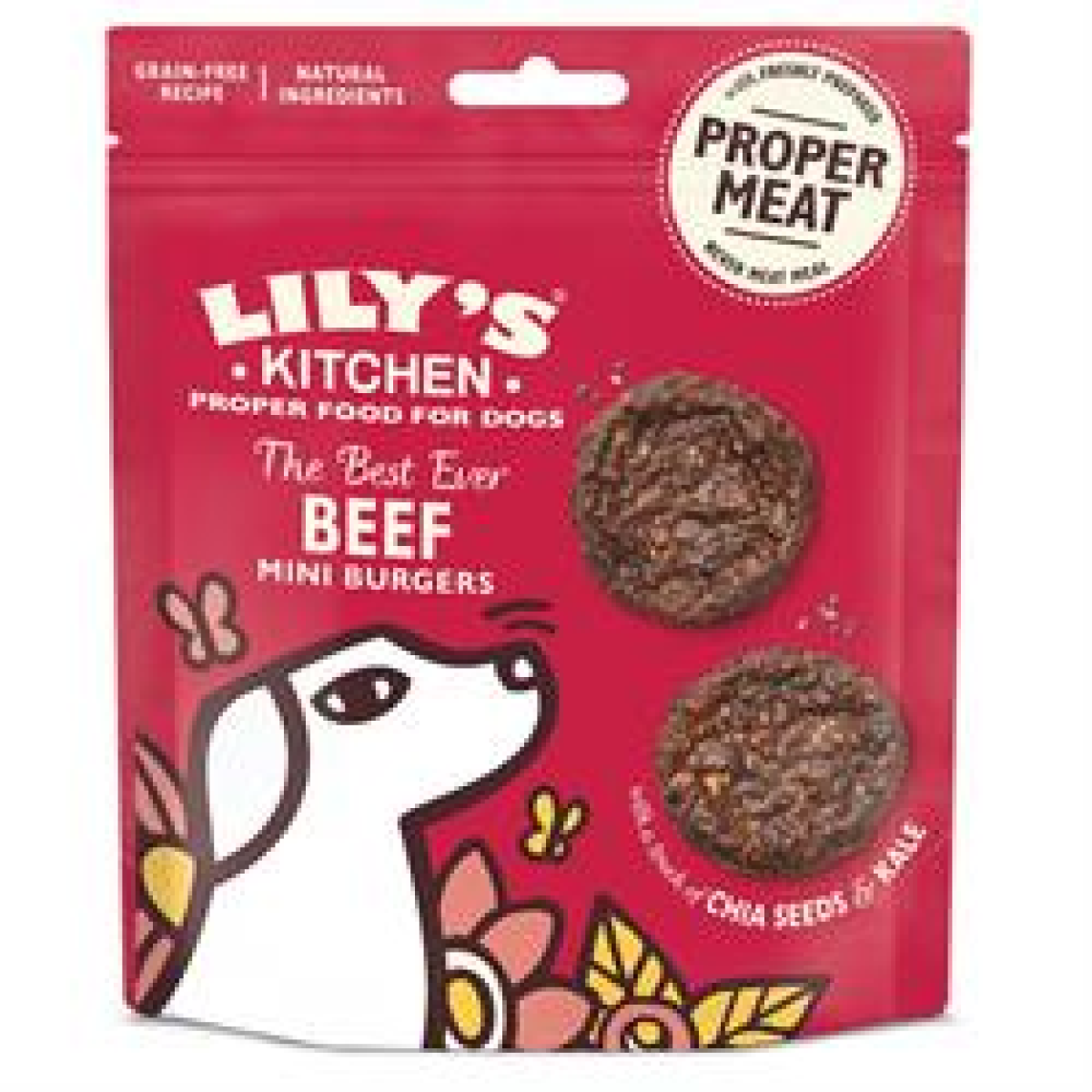 Grain Lilys Kitchen The Best Ever Beef Mini Burgers For Dogs 70G
