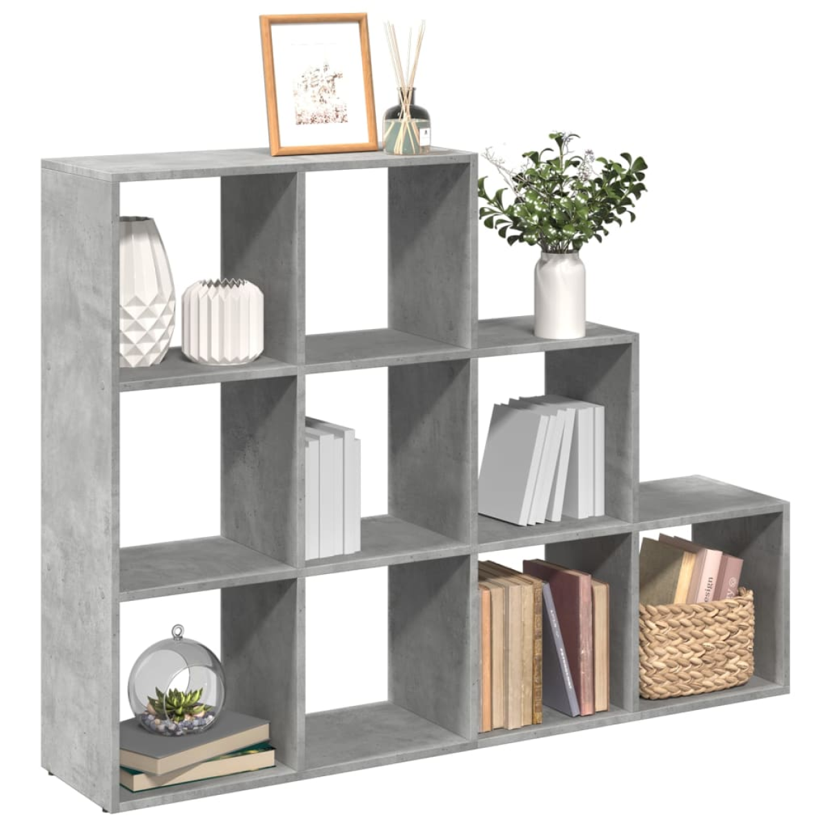 Grey Vidaxl Room Divider Bookcase 3-Tier Concrete 137.5X29x103.5 Cm Engineered Wood