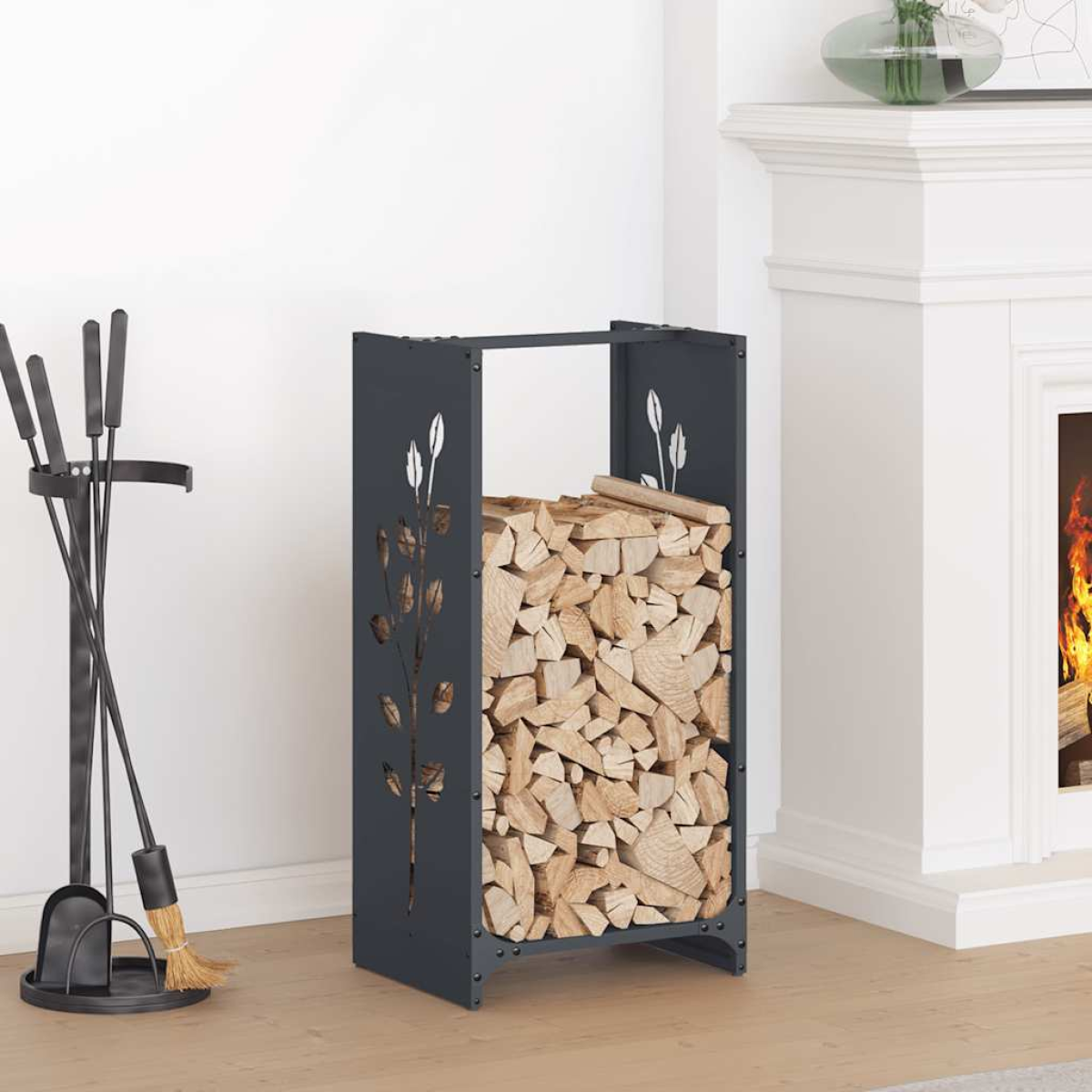 Photos - Fireplace Accessory VidaXL Firewood Rack Anthracite 40x30x80 cm Cold-rolled steel 