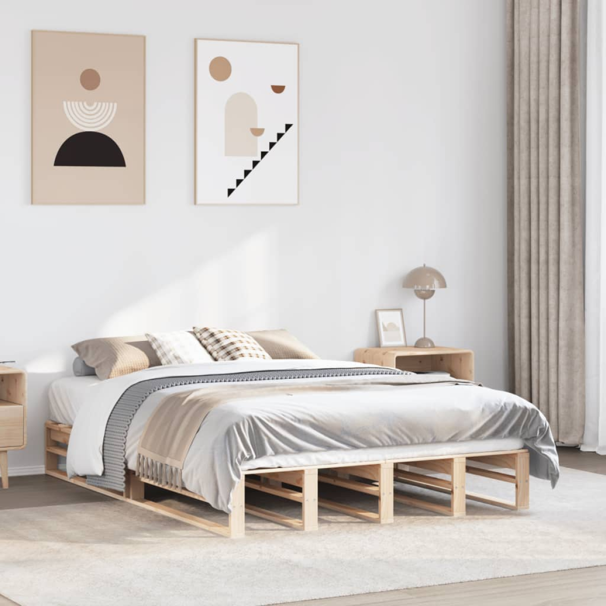 vidaXL Bed Frame without Mattress 140x190 cm Solid Wood Pine