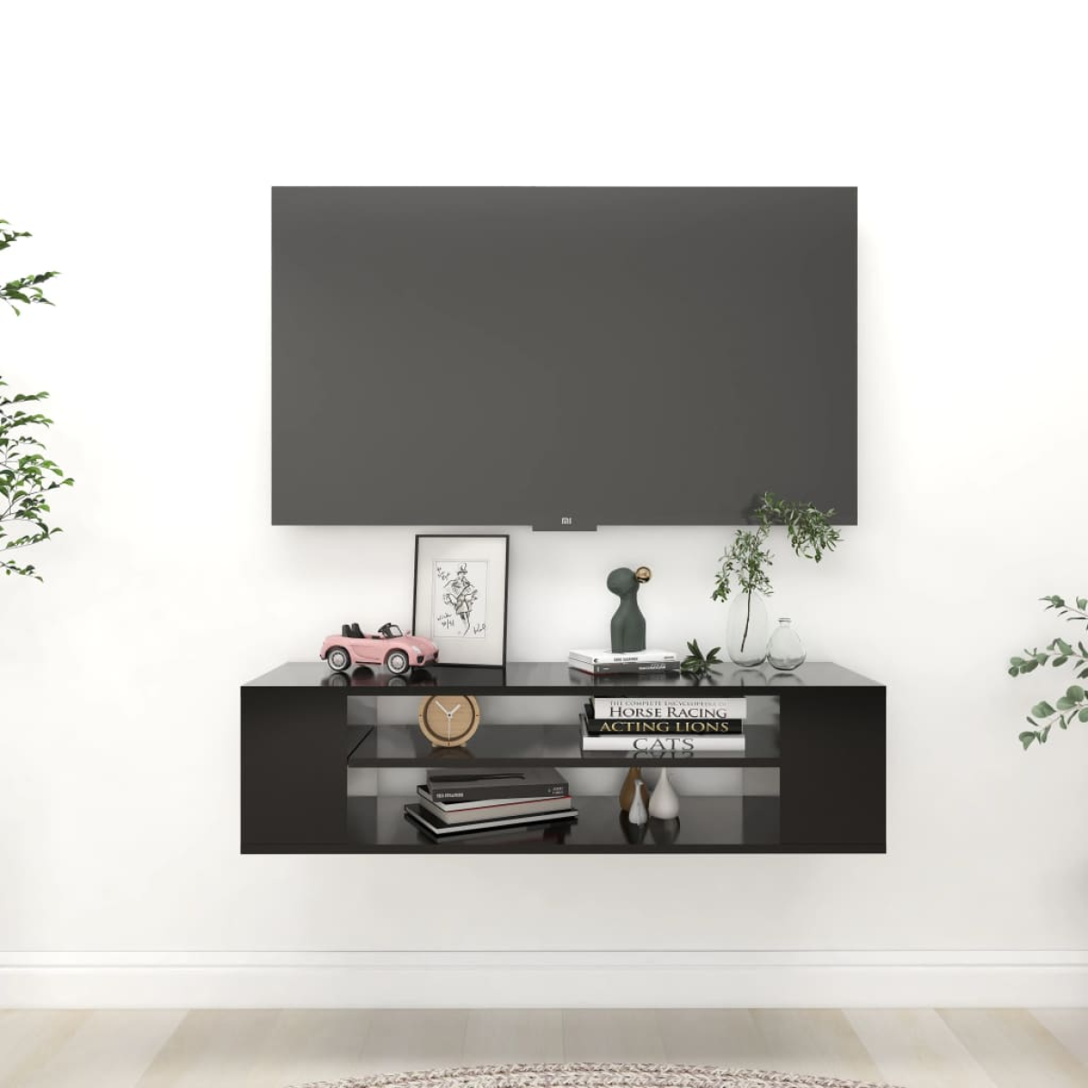 Black Vidaxl Hanging Tv Cabinet 100X30x26.5 Cm Engineered Wood