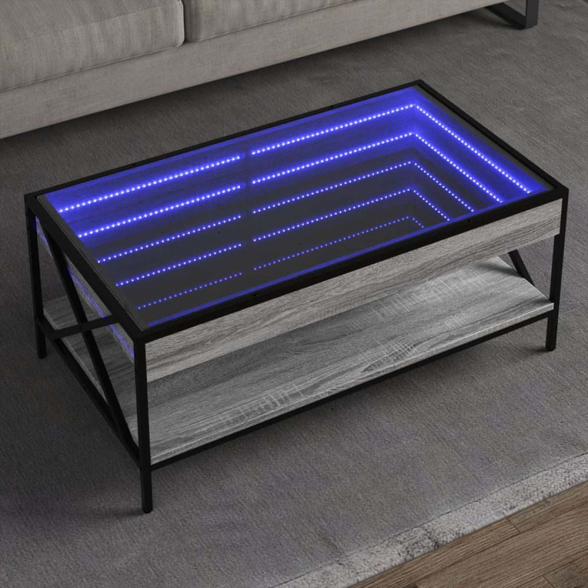 Grey Vidaxl Coffee Table With Infinity Led Sonoma 90X50x38 Cm