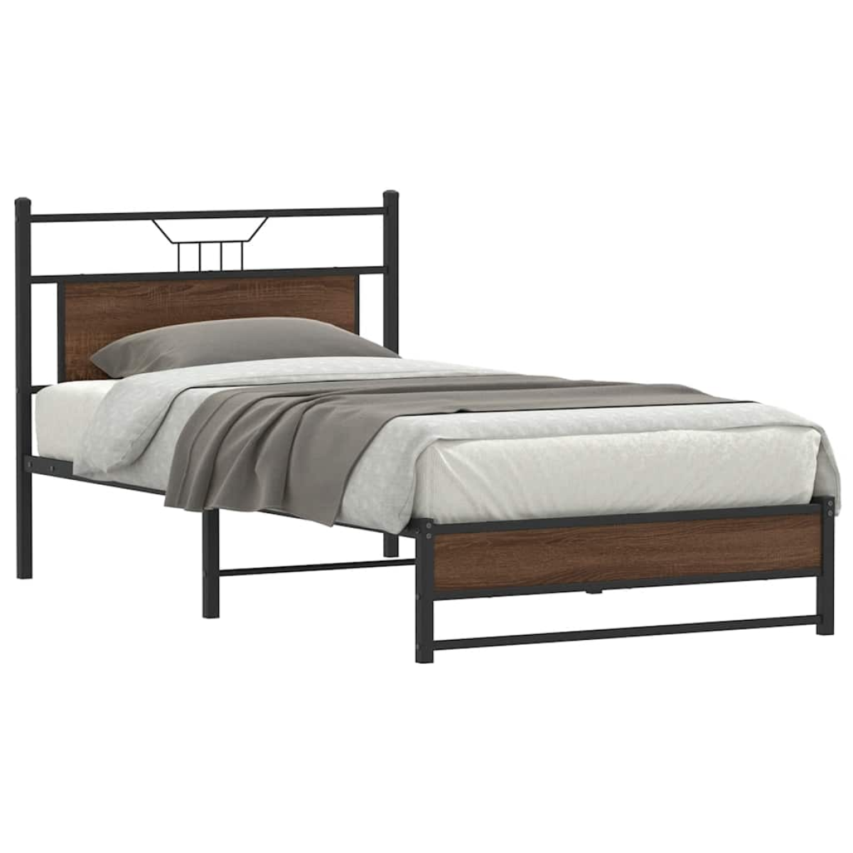Brown Vidaxl Bed Frame Without Mattress Oak 100X190 Cm Engineered Wood