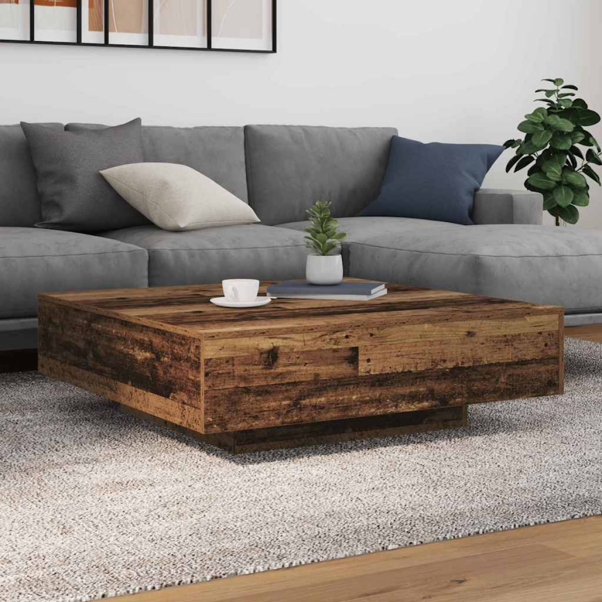 vidaXL Coffee Table Old wood 100 x 100 x 31 cm Engineered wood