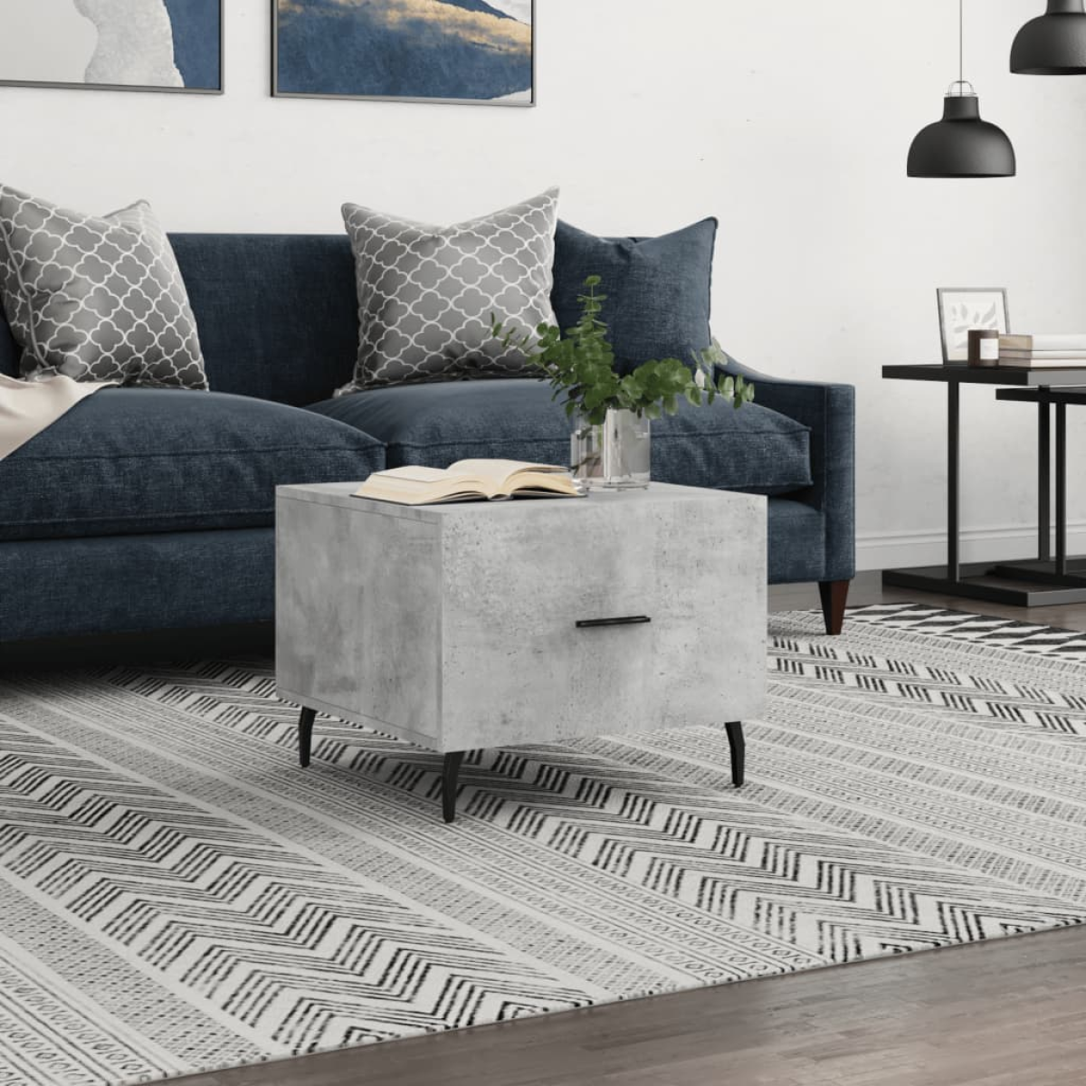Grey Vidaxl Coffee Table Concrete 50X50x40 Cm Engineered Wood
