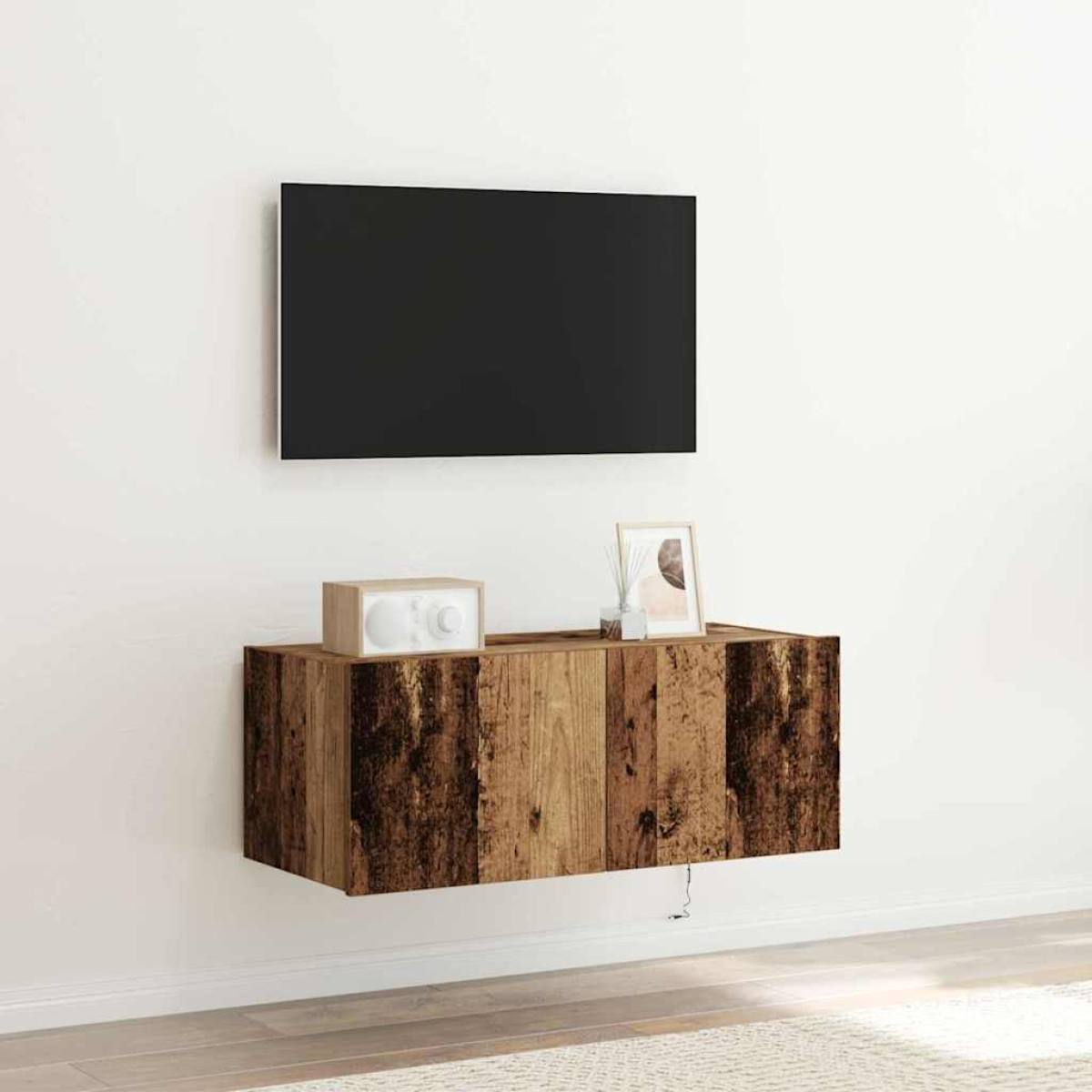 Light Vidaxl Tv Wall Cabinet Old Wood 80 X 35 X 31 Cm Engineered Wood