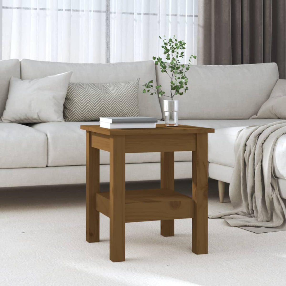 Brown Vidaxl Coffee Table Honey 35X35x40 Cm Solid Wood Pine