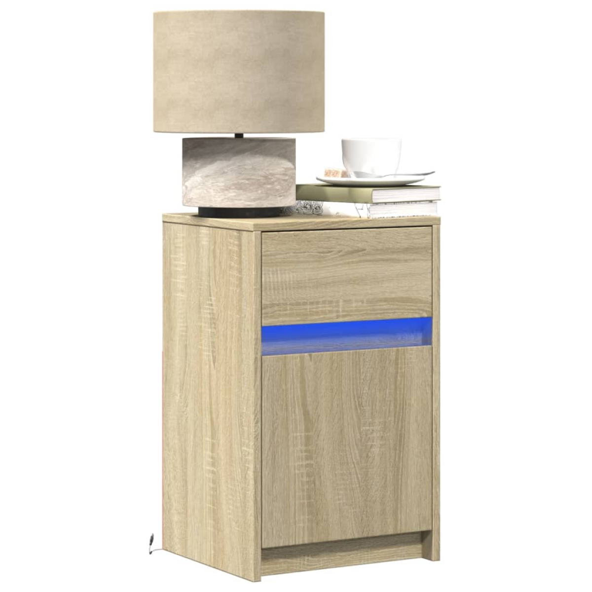 Light Vidaxl Bedside Cabinet With Led S Sonoma Oak Engineered Wood