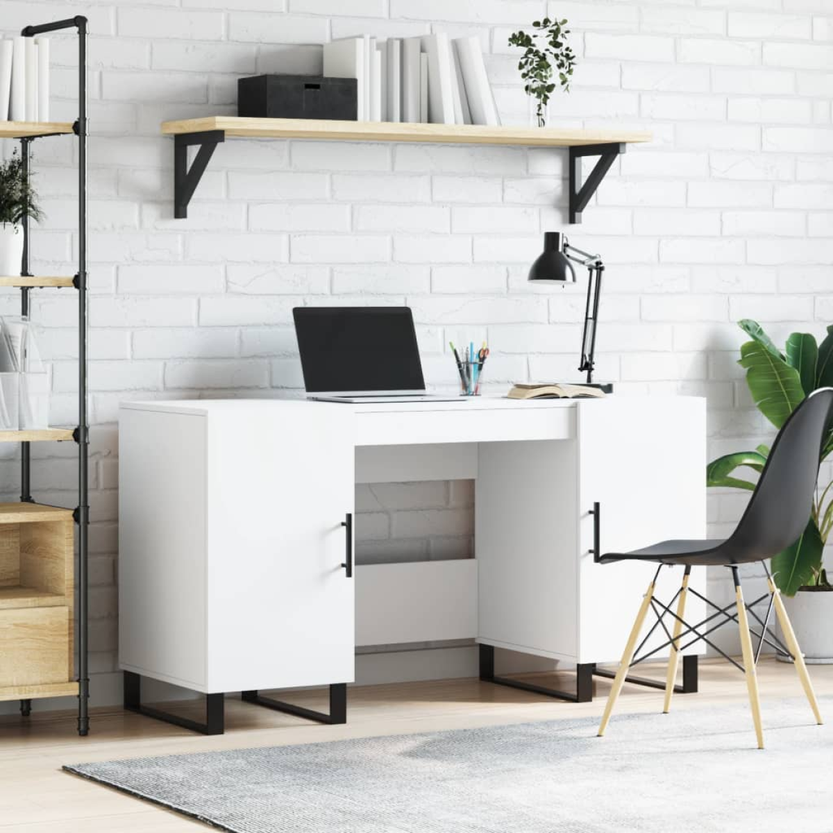 White Vidaxl Desk 140X50x75 Cm Engineered Wood