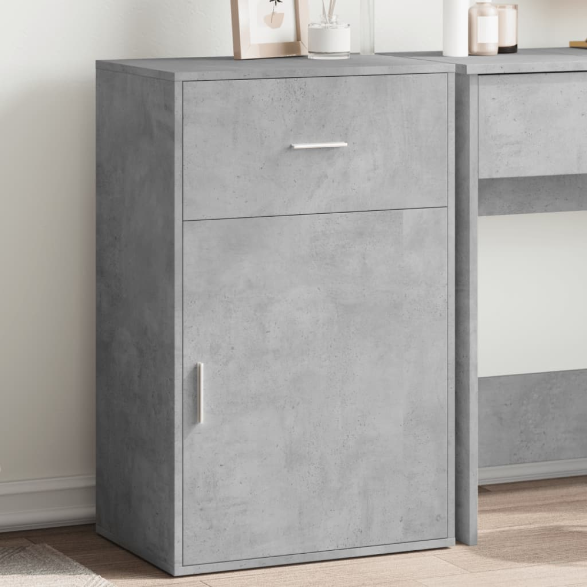 Grey Vidaxl Storage Cabinet Concrete 56.5X39x90 Cm Engineered Wood