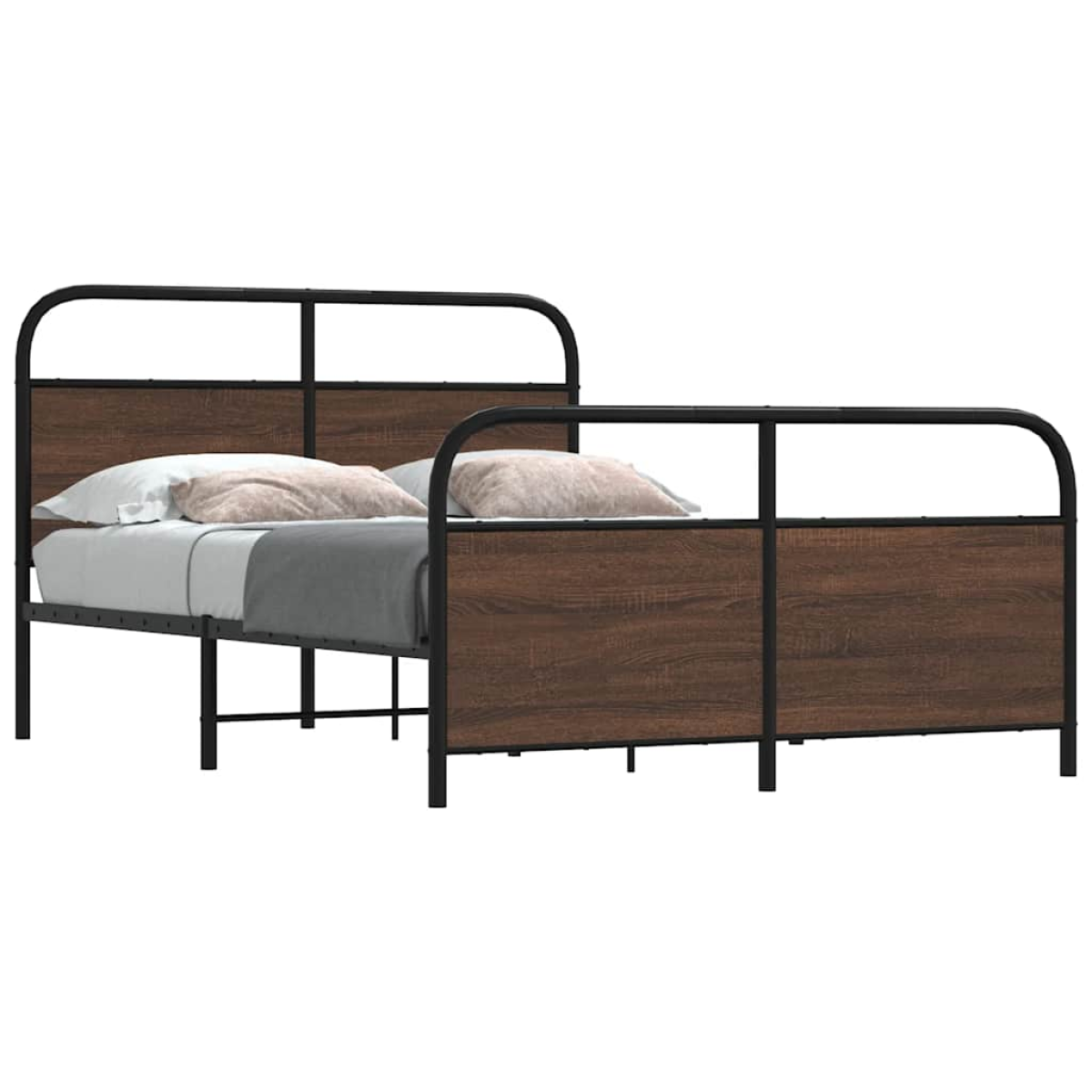 Brown Vidaxl Bed Frame Without Mattress 120X200 Cm Oak Engineered Wood