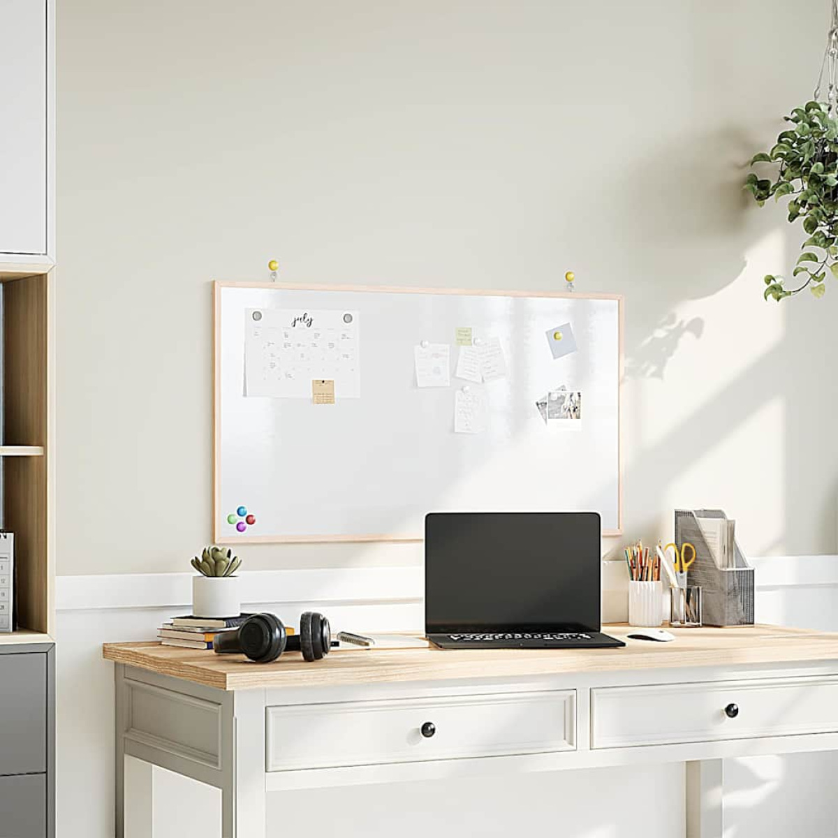 White Vidaxl Magnetic Board With Solid Pine Wood Frame 100X55 Cm