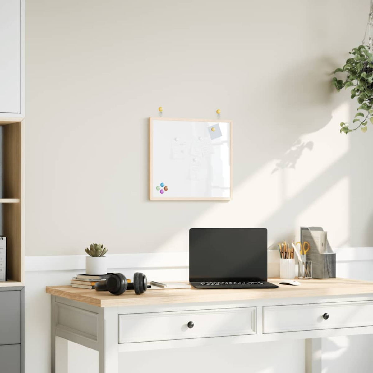 White Vidaxl Magnetic Board With Solid Pine Wood Frame 40X40 Cm