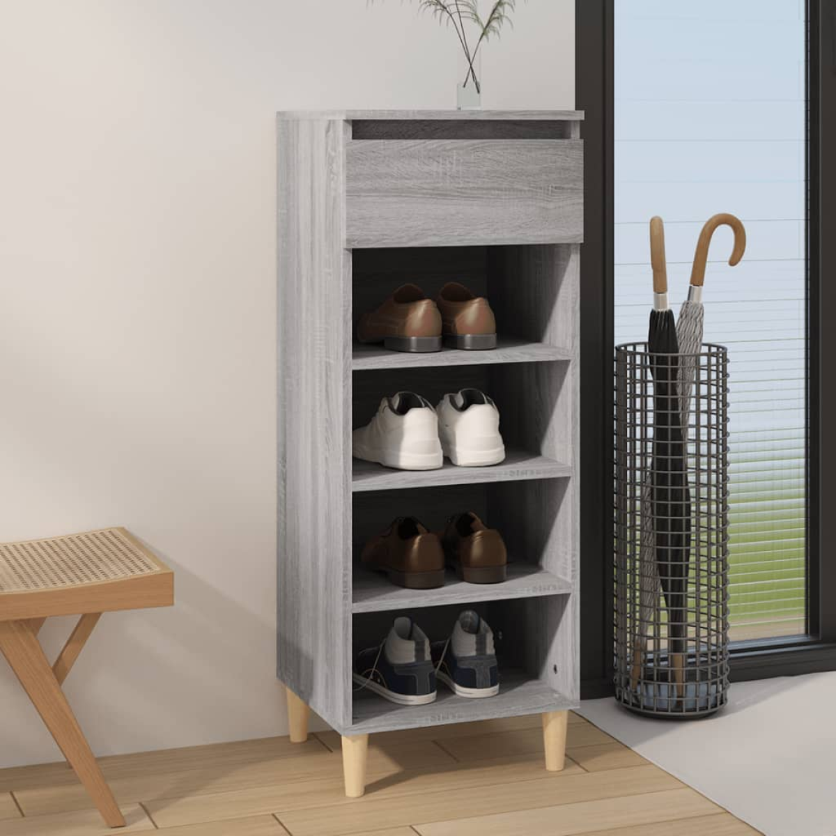 Grey Vidaxl Shoe Cabinet Sonoma 40X36x105 Cm Engineered Wood