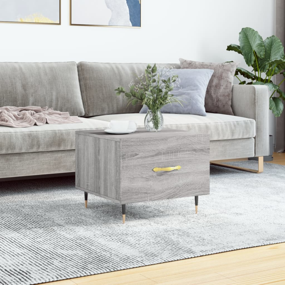 Grey Vidaxl Coffee Table Sonoma 50X50x40 Cm Engineered Wood