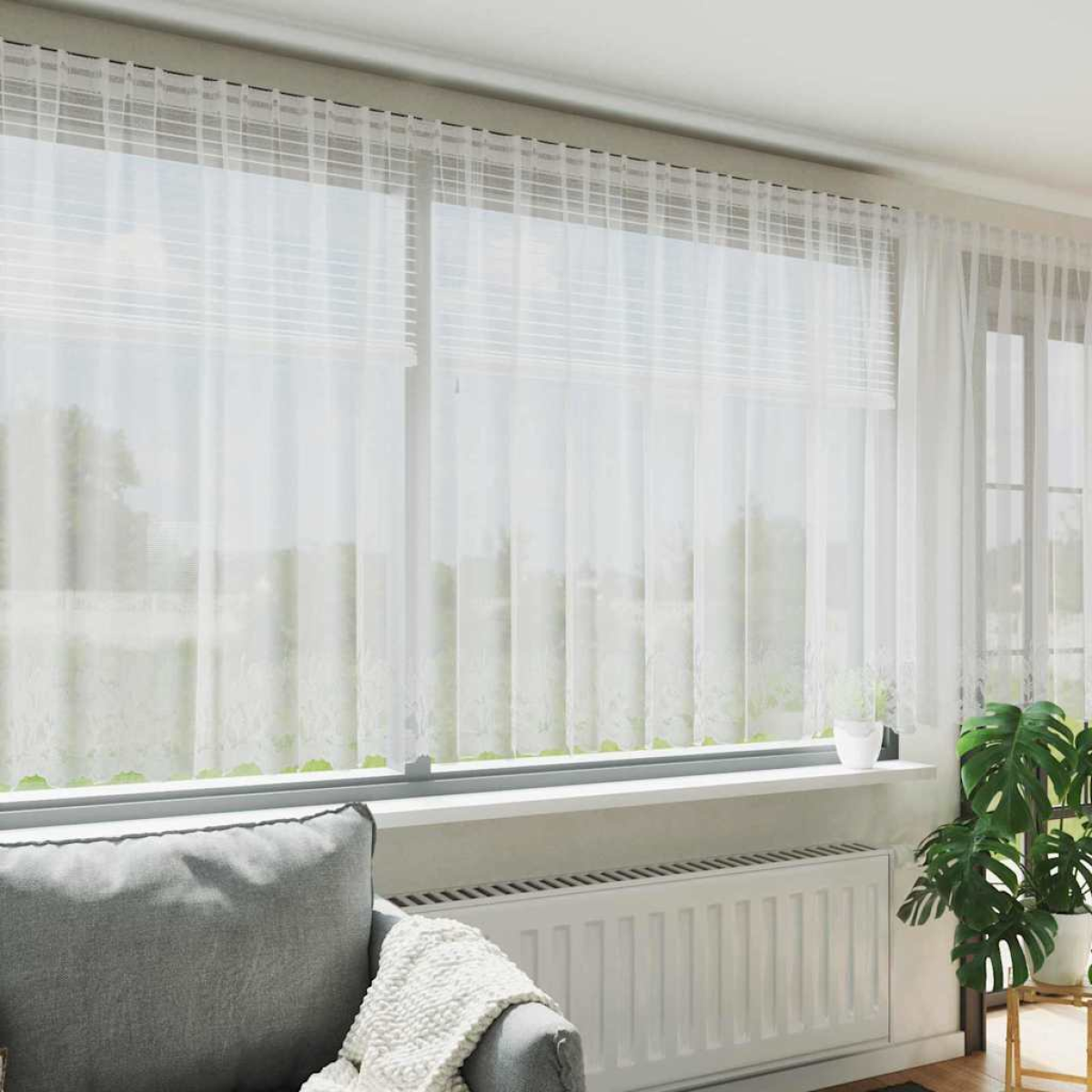White Vidaxl Curtains With Curtains Floral Polyester