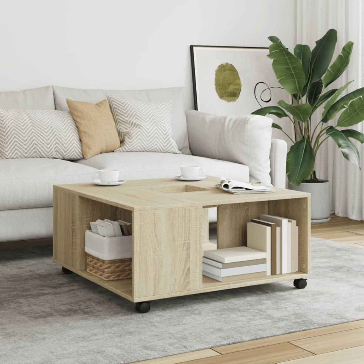 Vidaxl Coffee Table Sonoma Oak 80X80x40 Cm Engineered Wood