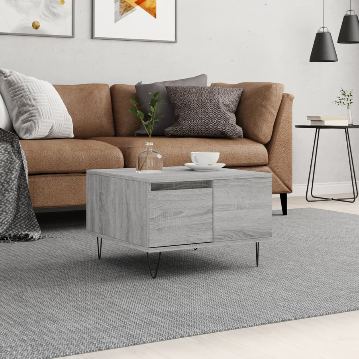 Grey Vidaxl Coffee Table Sonoma 55X55x36.5 Cm Engineered Wood