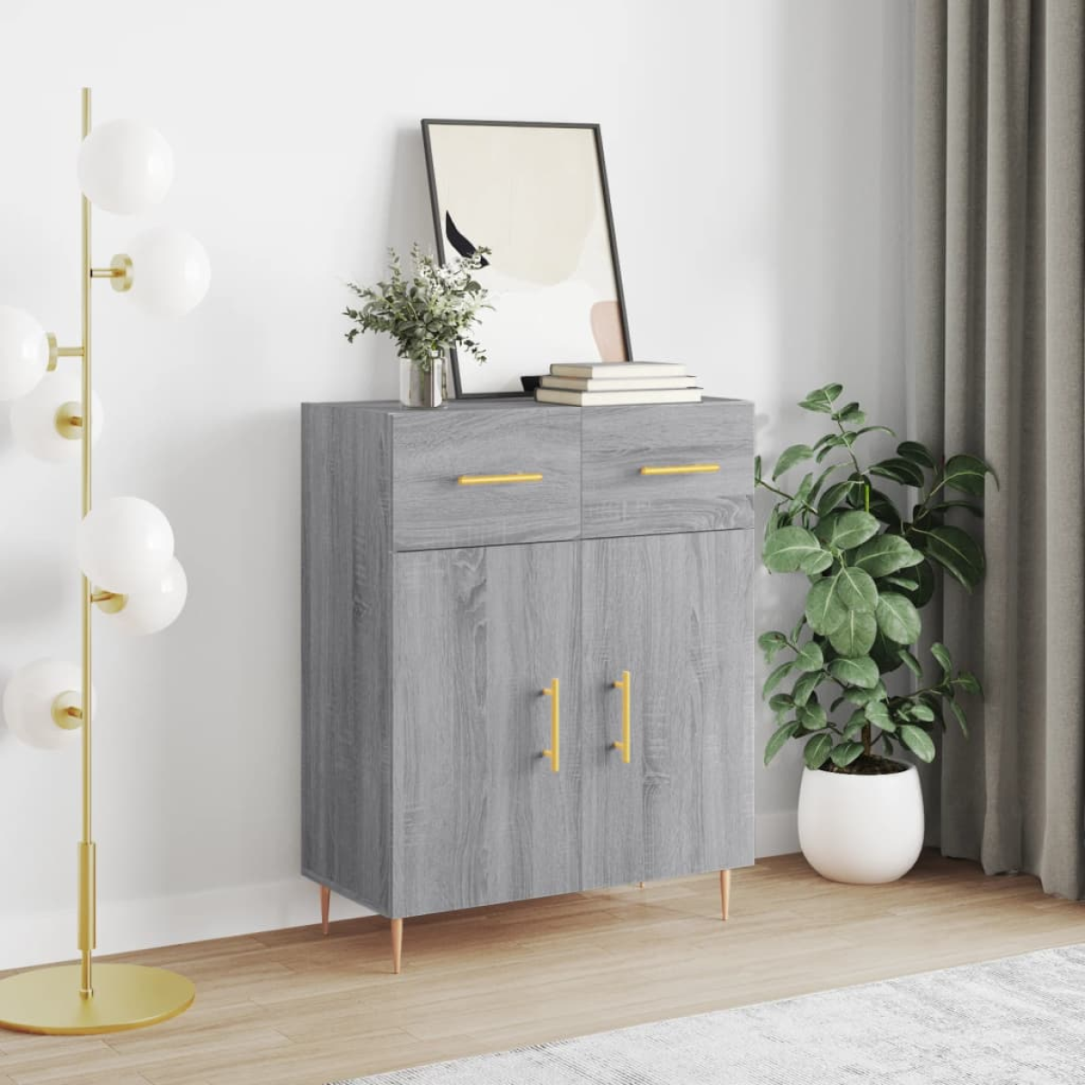 Grey Vidaxl Sideboard Sonoma 69.5X34x90 Cm Engineered Wood