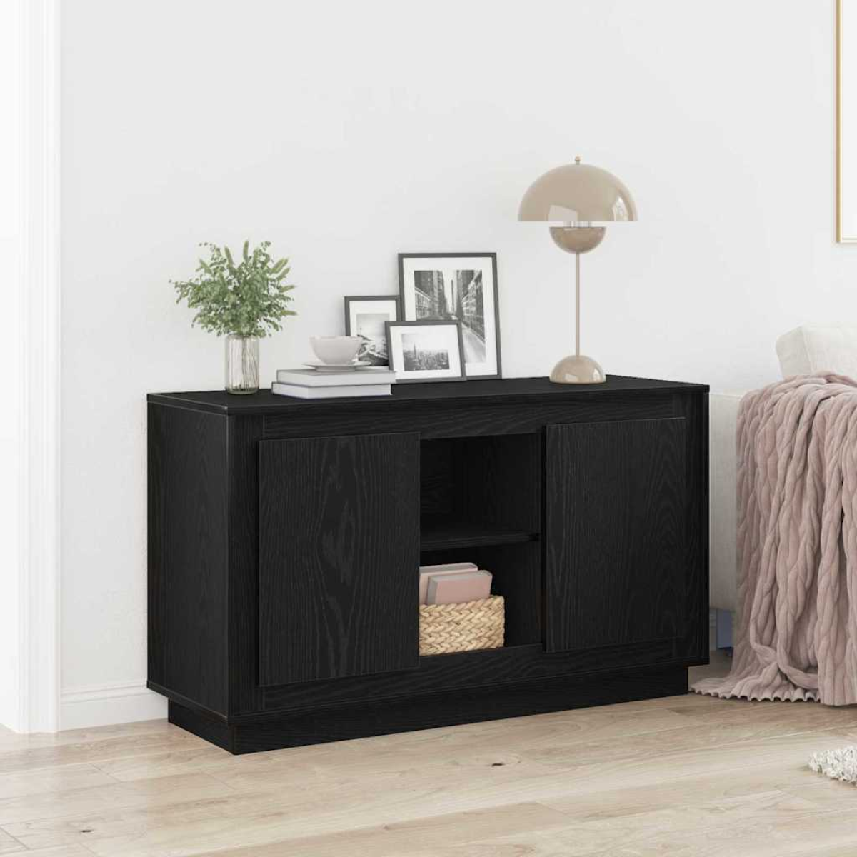 Black Vidaxl Sideboard Oak 102 X 35 X 60 Cm Engineered Wood