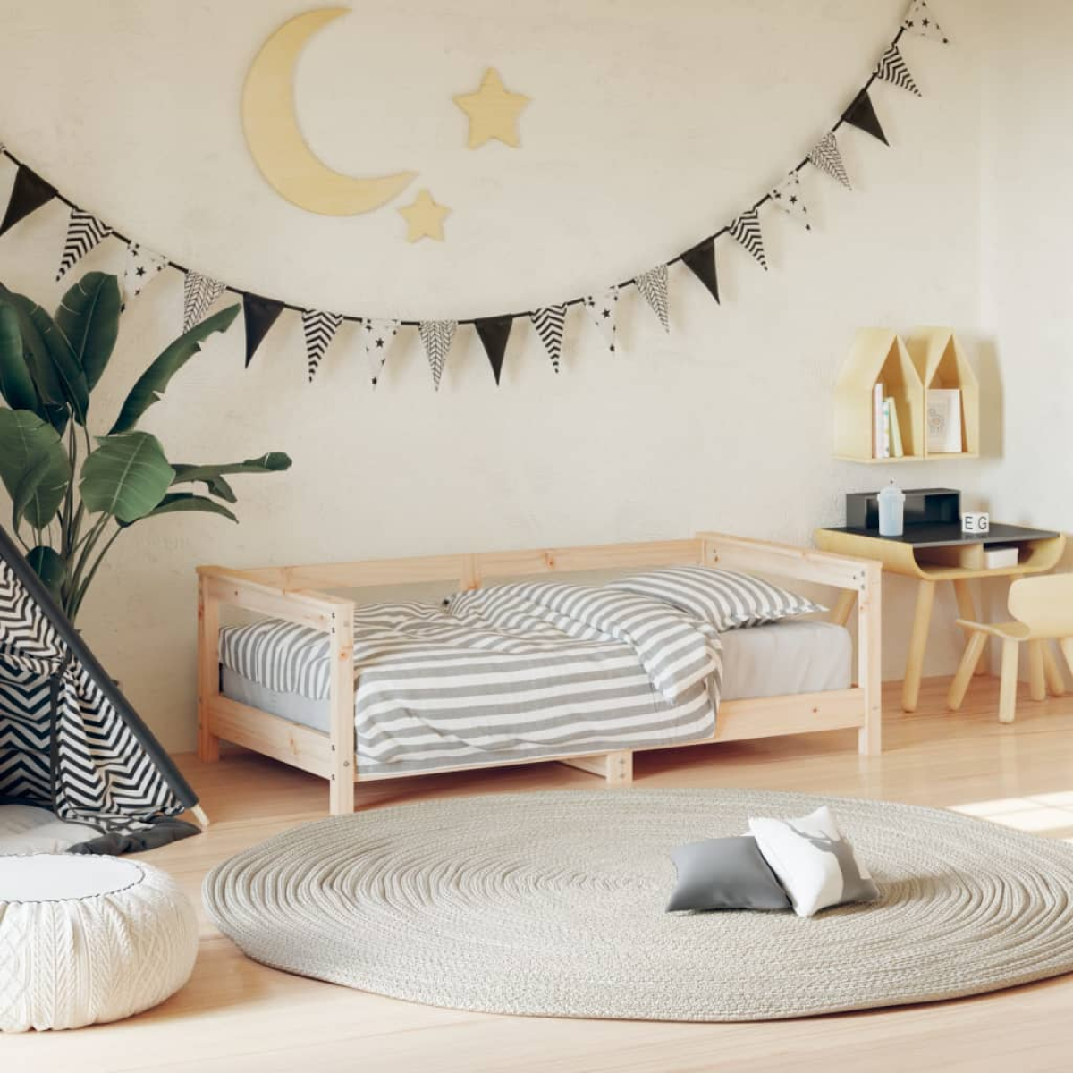 Grain Vidaxl Kids Bed Frame 70X140 Cm Solid Wood Pine