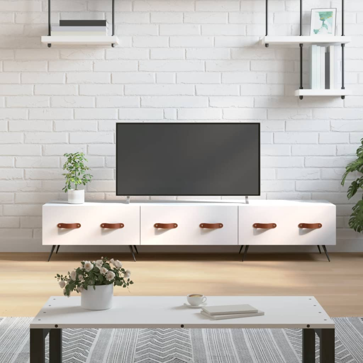 White Vidaxl Tv Cabinet 150X36x30 Cm Engineered Wood