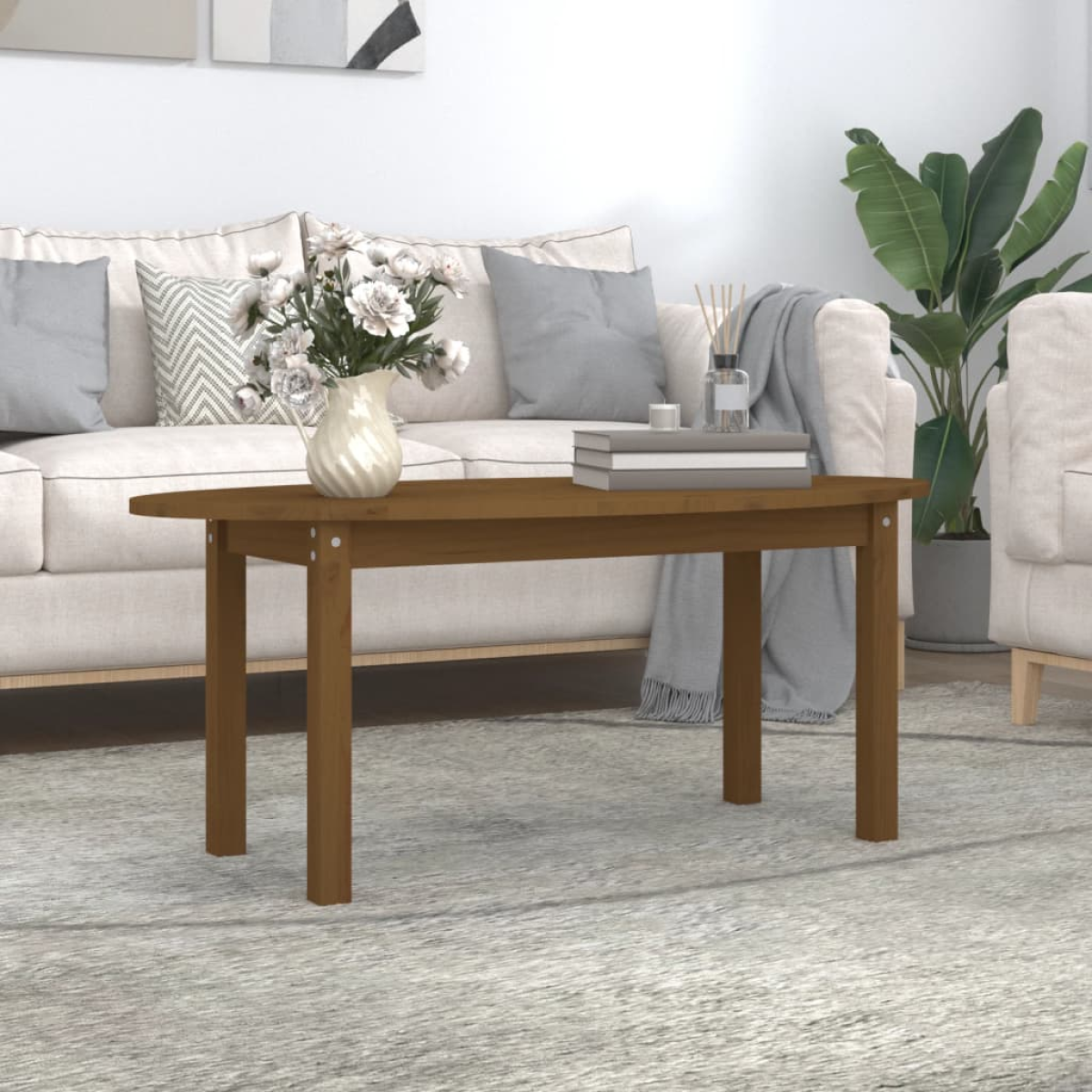 Brown Vidaxl Coffee Table Honey 110X55x45 Cm Solid Wood Pine