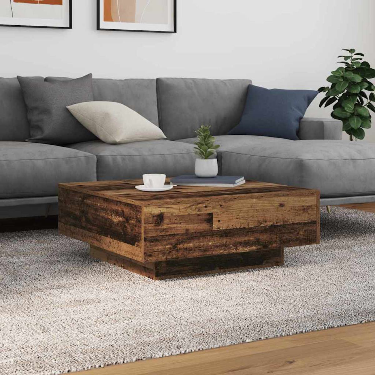 Blue Vidaxl Coffee Table Old Wood & & 80 X 80 X 31 Cm Engineered Wood