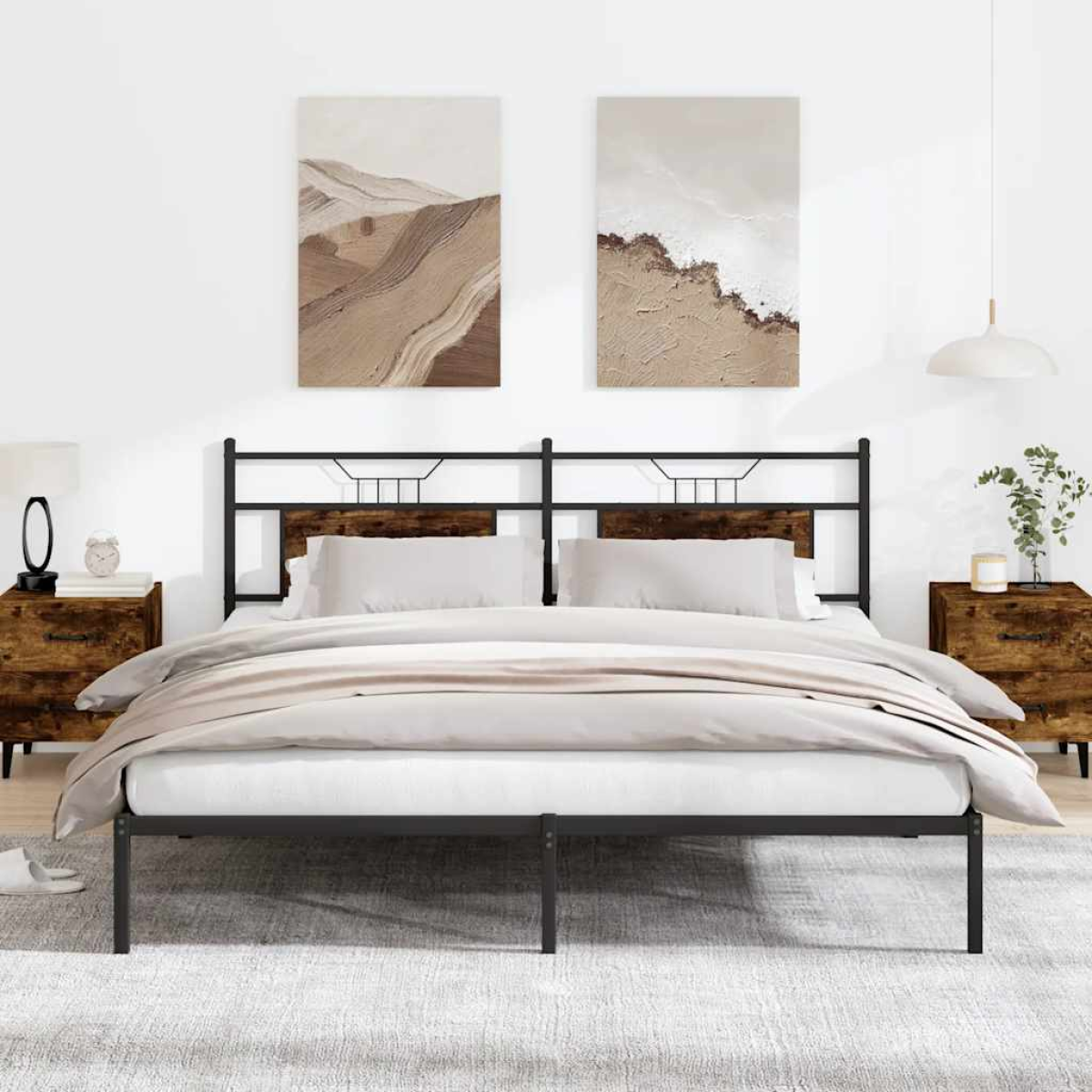 vidaXL Bed Frame without Mattress Smoked Oak 183x203 cm Engineered Wood