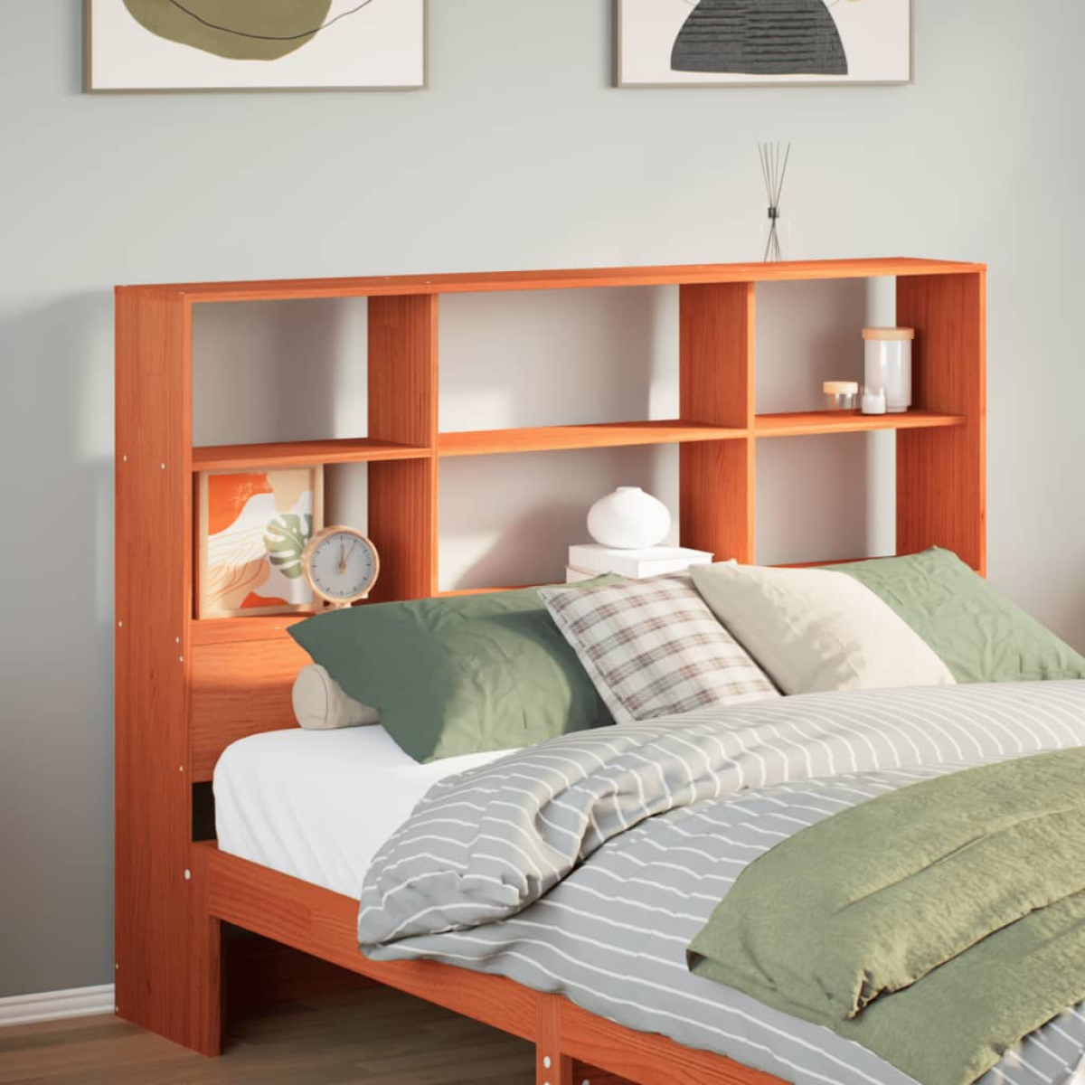 Brown Vidaxl Headboard With Storage Wax 150 Cm Solid Wood Pine