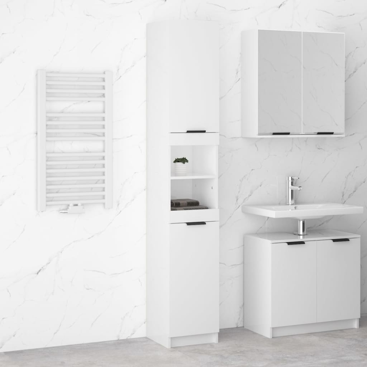 White Vidaxl Bathroom Cabinet High Gloss 32X34x188.5cm Engineered Wood
