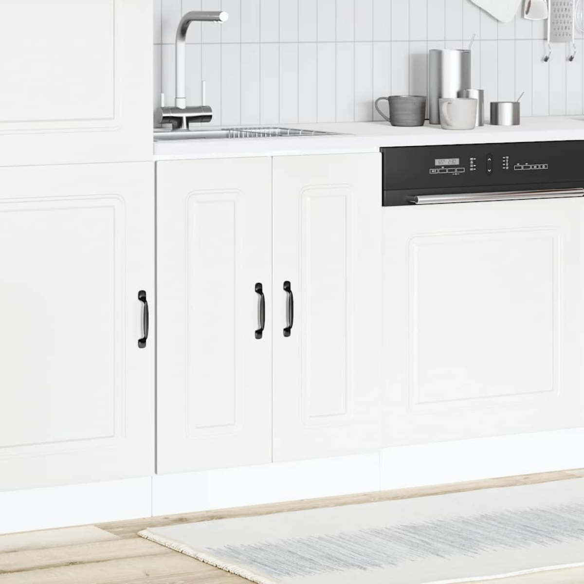 White Vidaxl Sink Base Cabinet Kalmar 60X46x81.5 Cm Engineered Wood