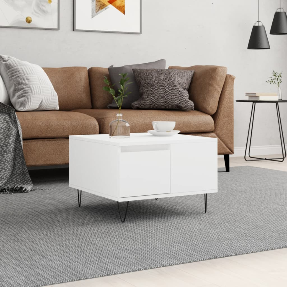 White Vidaxl Coffee Table 55X55x36.5 Cm Engineered Wood