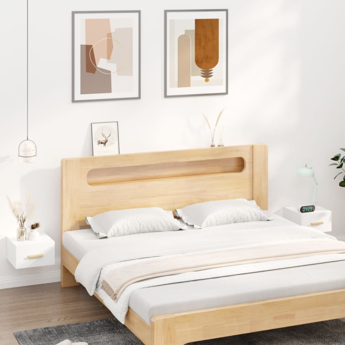 White Vidaxl Wall-Mounted Bedside Cabinets 2 Pcs 35X35x20 Cm