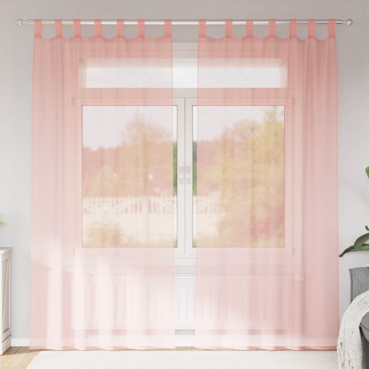 Pink Vidaxl Voile Curtains With Loops 2 Pcs 140X245 Cm