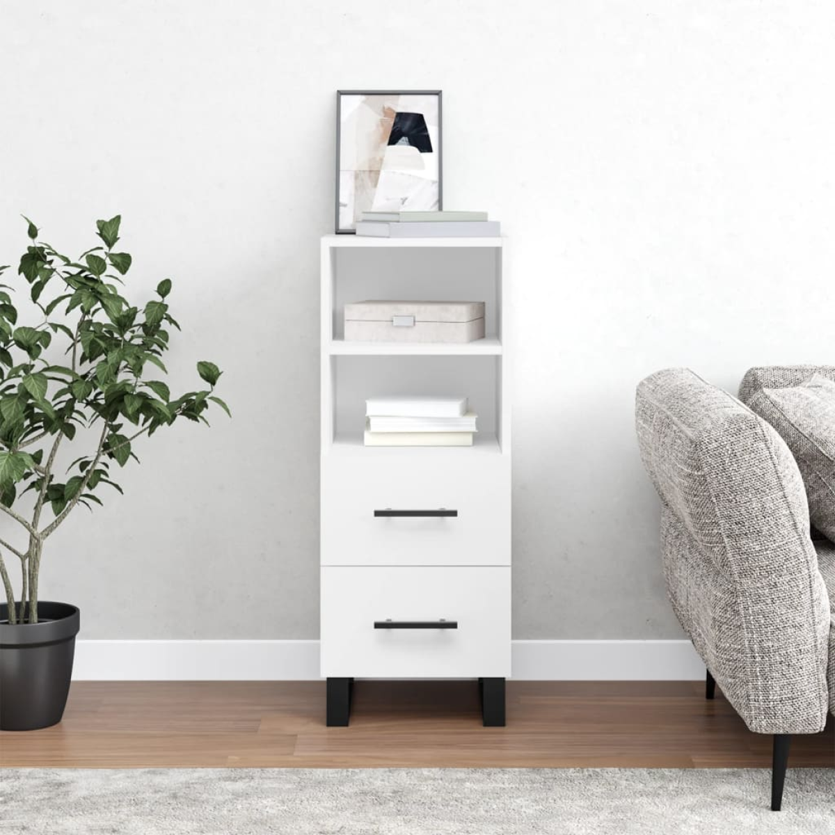 White Vidaxl Sideboard 34.5X34x90 Cm Engineered Wood