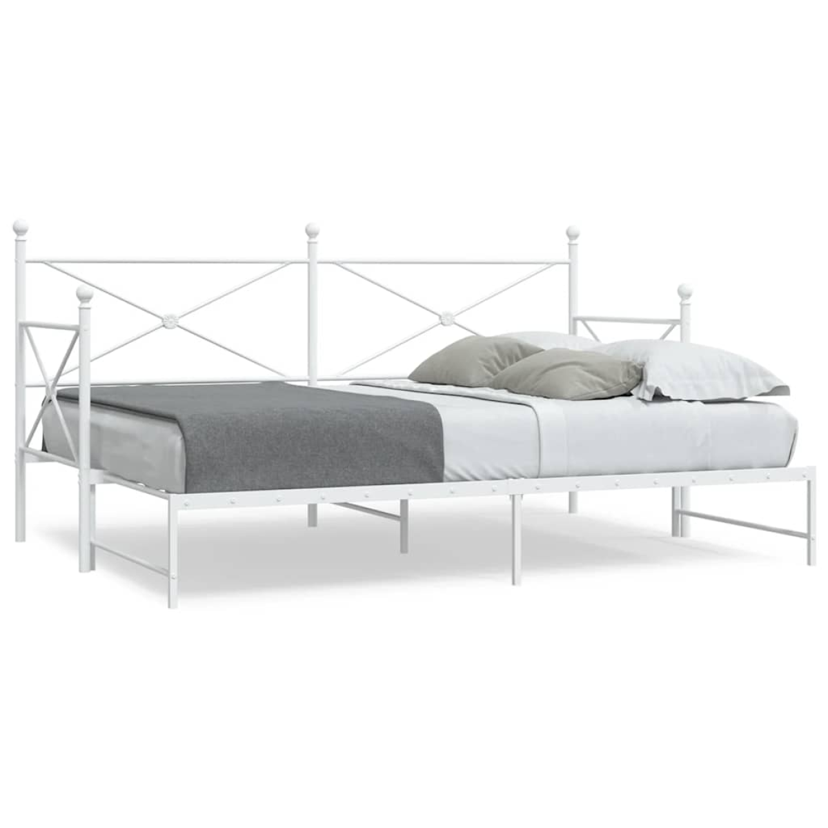 White Vidaxl Daybed With Trundle Without Mattress 90X190 Cm Steel