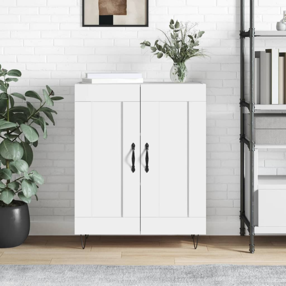 White Vidaxl Sideboard 69.5X34x90 Cm Engineered Wood