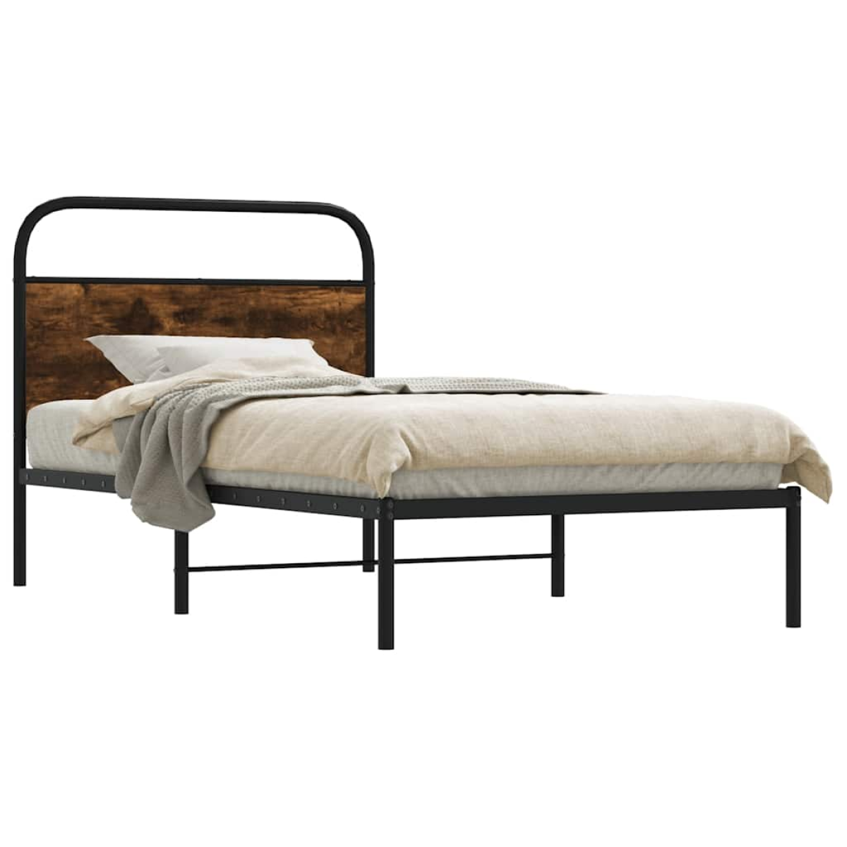 vidaXL Bed Frame Without Mattress 100x190 cm Smoked Oak Engineered Wood
