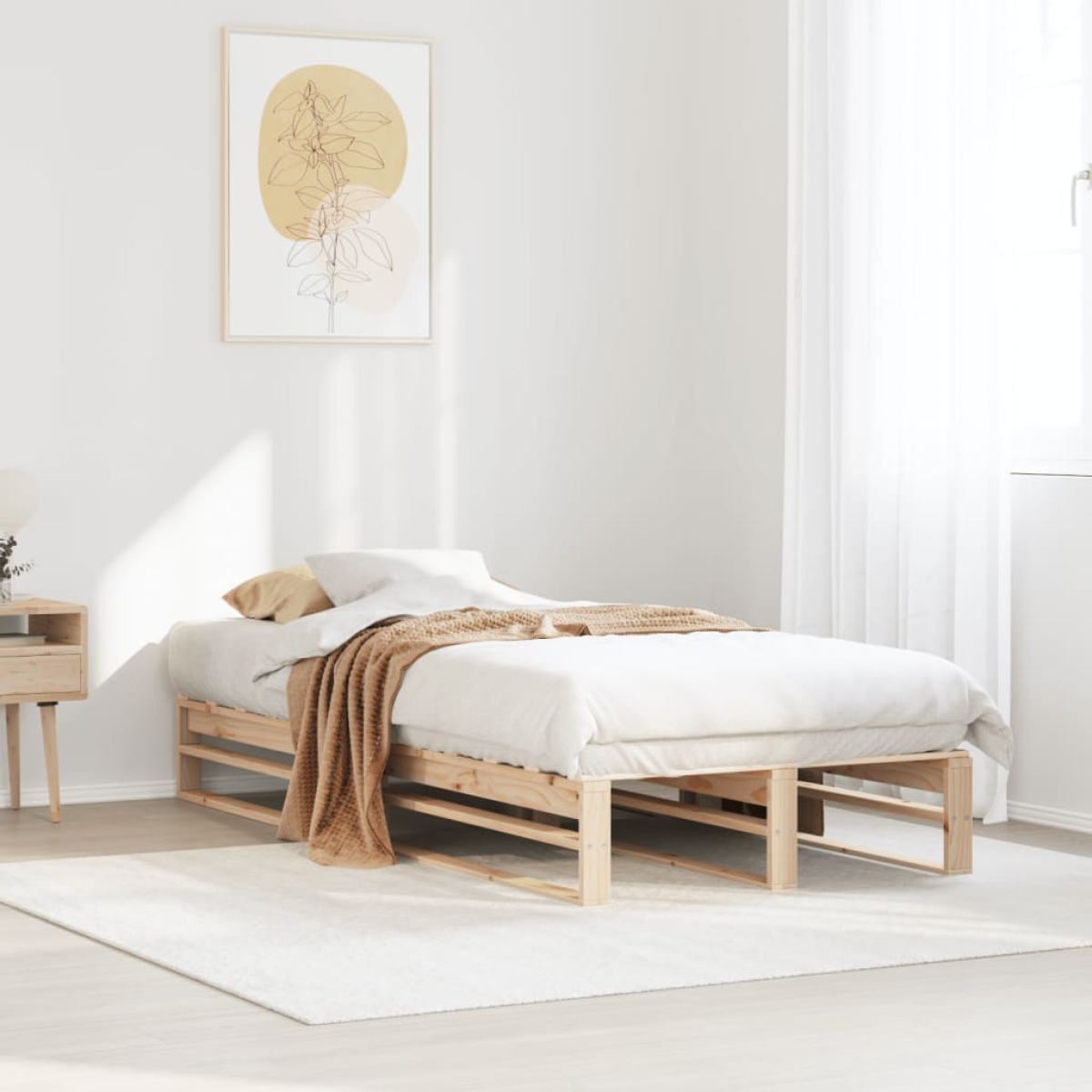 vidaXL Bed Frame without Mattress 90x200 cm Solid Wood Pine