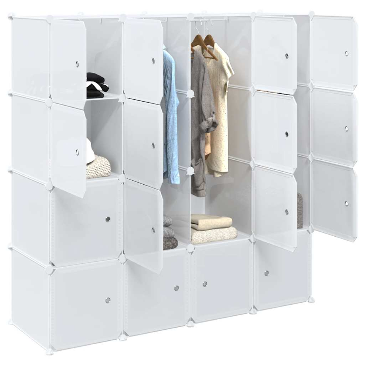 White Vidaxl Storage Cube Organiser With 16 Cubes And Hanging Rods Pp
