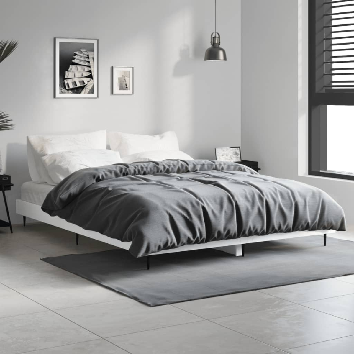 White Vidaxl Bed Frame Without Mattress 140X190 Cm Engineered Wood