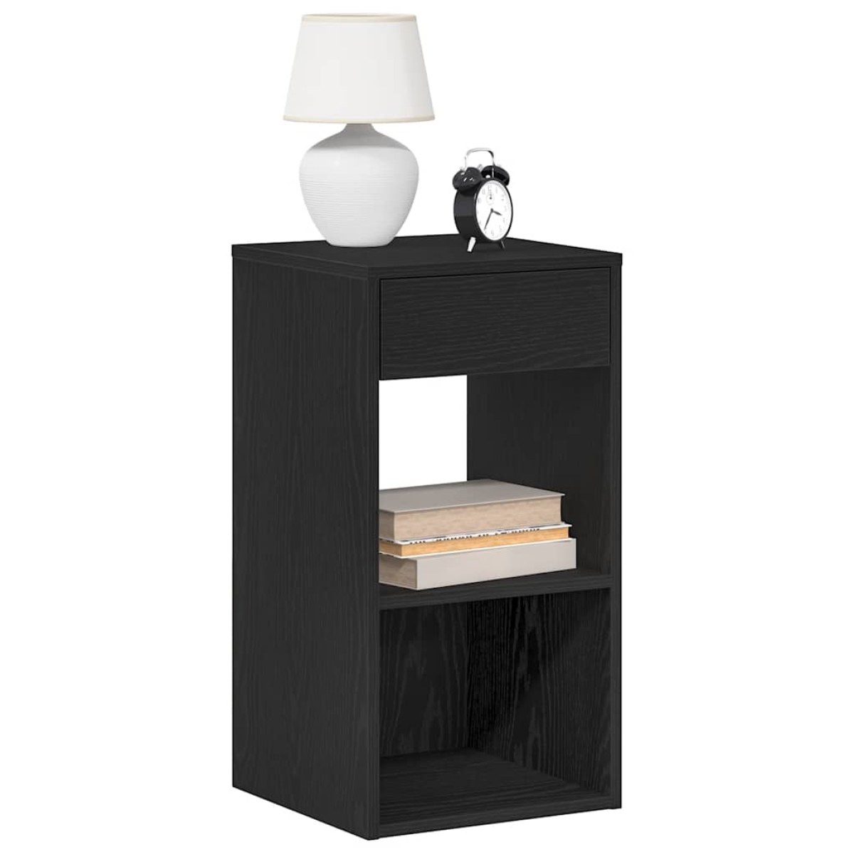 Black Vidaxl Bedside Cabinet With Drawer Oak 35X34x66.5 Cm