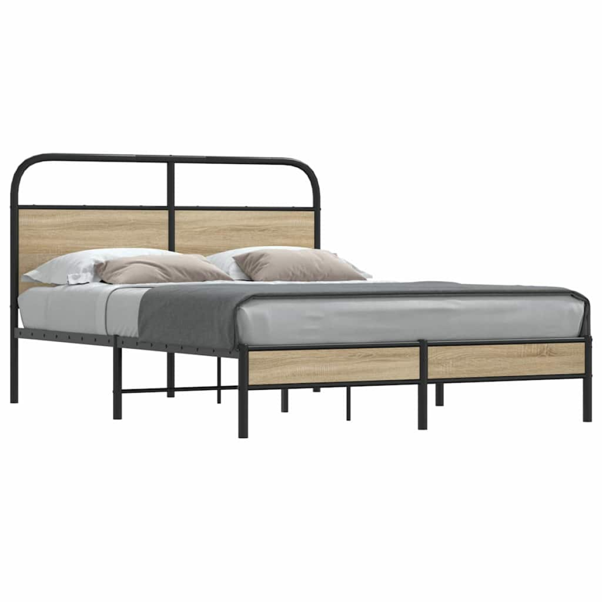 vidaXL Bed Frame Without Mattress 120x190 cm Smoked Oak Engineered Wood