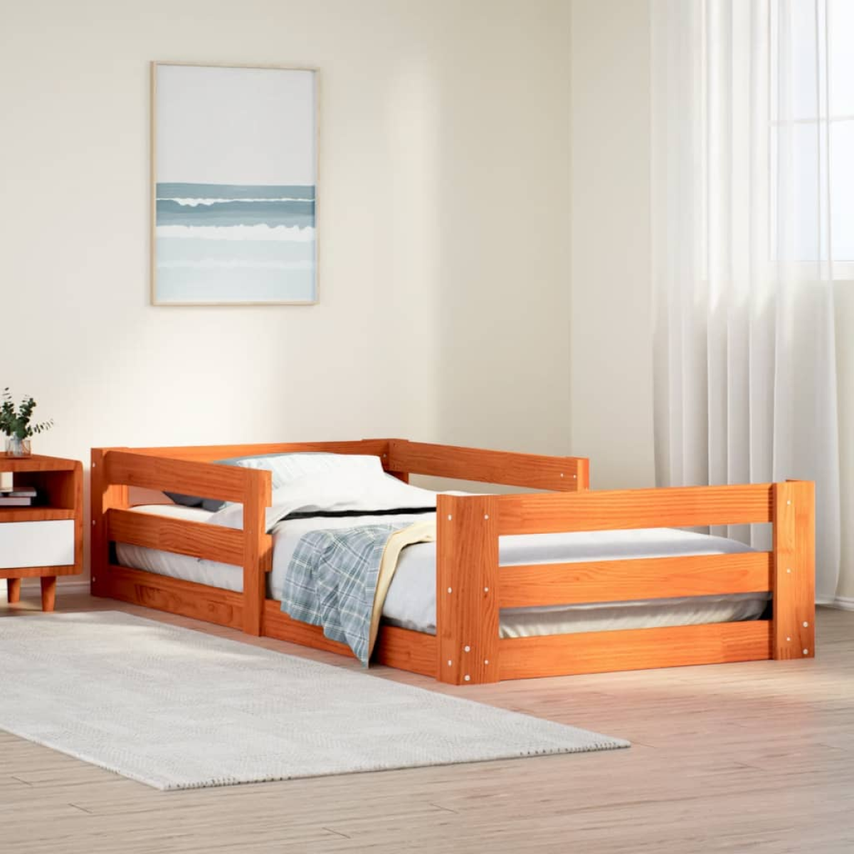 Brown Vidaxl Bed Frame Without Mattress Wax 75X190 Cm Small Single Solid Wood Pine