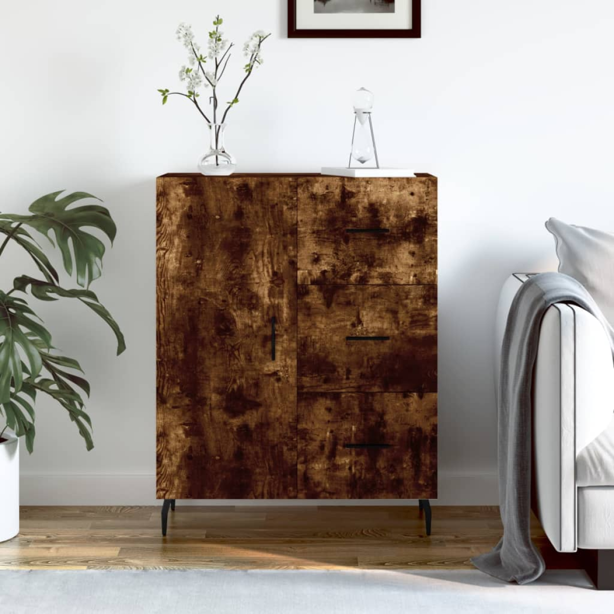 vidaXL Sideboard Smoked Oak 69.5x34x90 cm Engineered Wood