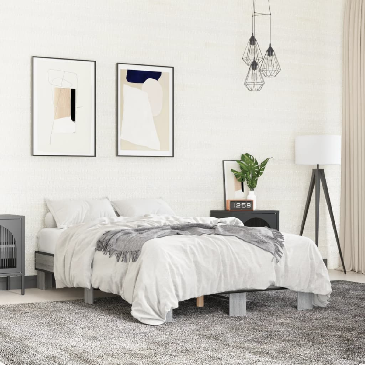 Grey Vidaxl Bed Frame Without Mattress Sonoma 120X200 Cm