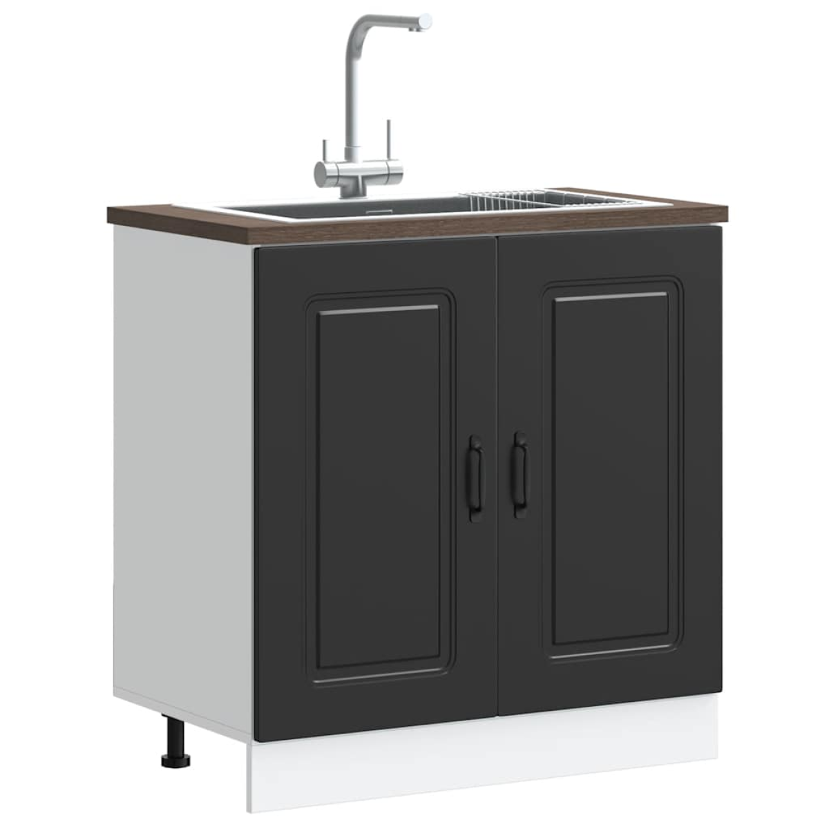 Black Vidaxl Sink Base Cabinet Kalmar 80X46x81.5 Cm Engineered Wood